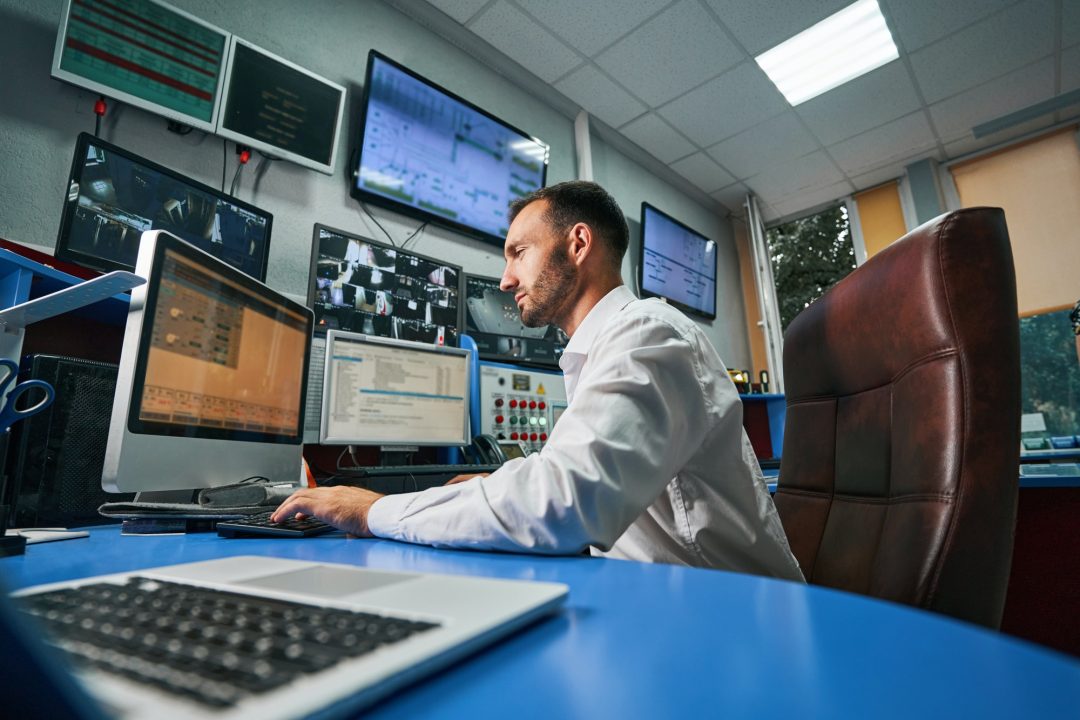 Engineer managing a data center